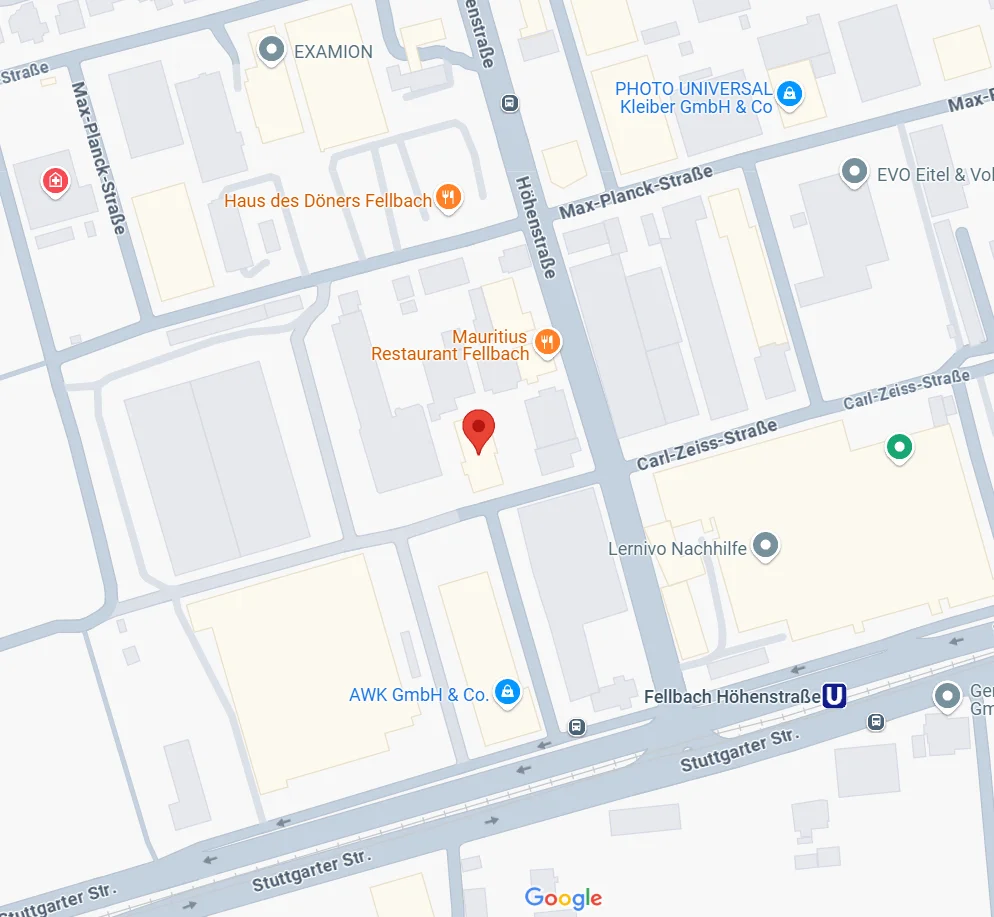 Karte: die Werkstatt in der Höhenstraße 3/1 in Fellbach